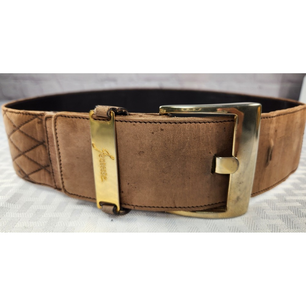 Jeunesse Brown Leather Belt size 33.7" Made in Italy